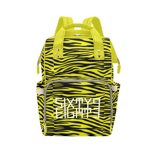 Sixty Eight 93 Logo White Cheetah Black Lemonade Multi-Function BackPack