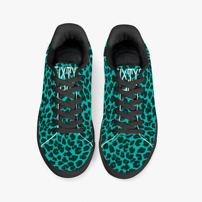 Sixty Eight 93 Logo White Cheetah Aqua Blue Classic Low-Top Leather Shoes