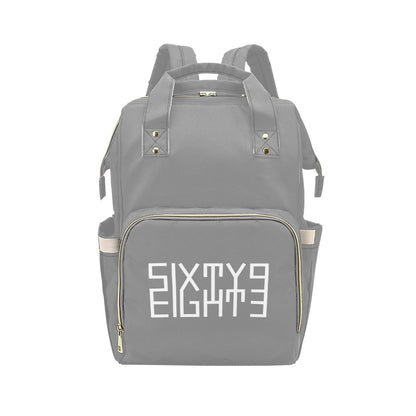 Sixty Eight 93 Logo White Grey Multi-Function BackPack