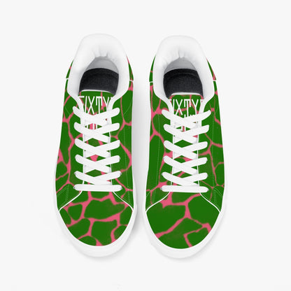 Sixty Eight 93 Logo White Boa Forest Green & Pink Classic Low-Top Leather Shoes
