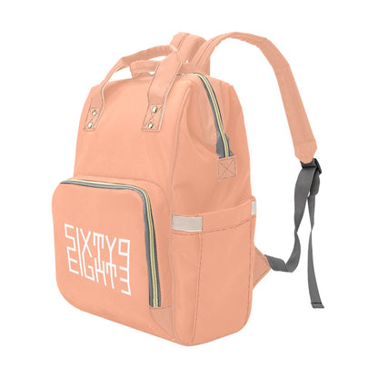 Sixty Eight 93 Logo White Peach Multi-Function BackPack