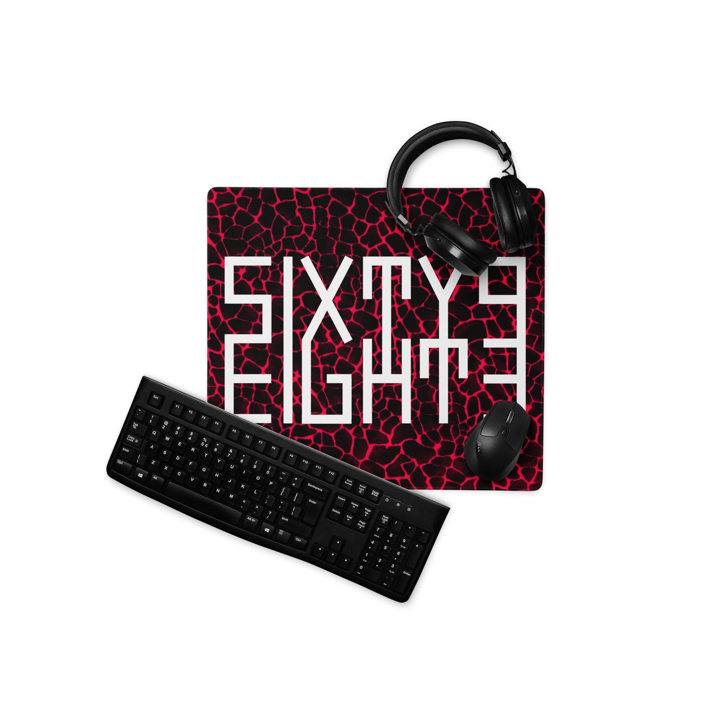 Sixty Eight 93 Logo White Boa Red & Black Gaming Mouse Pad