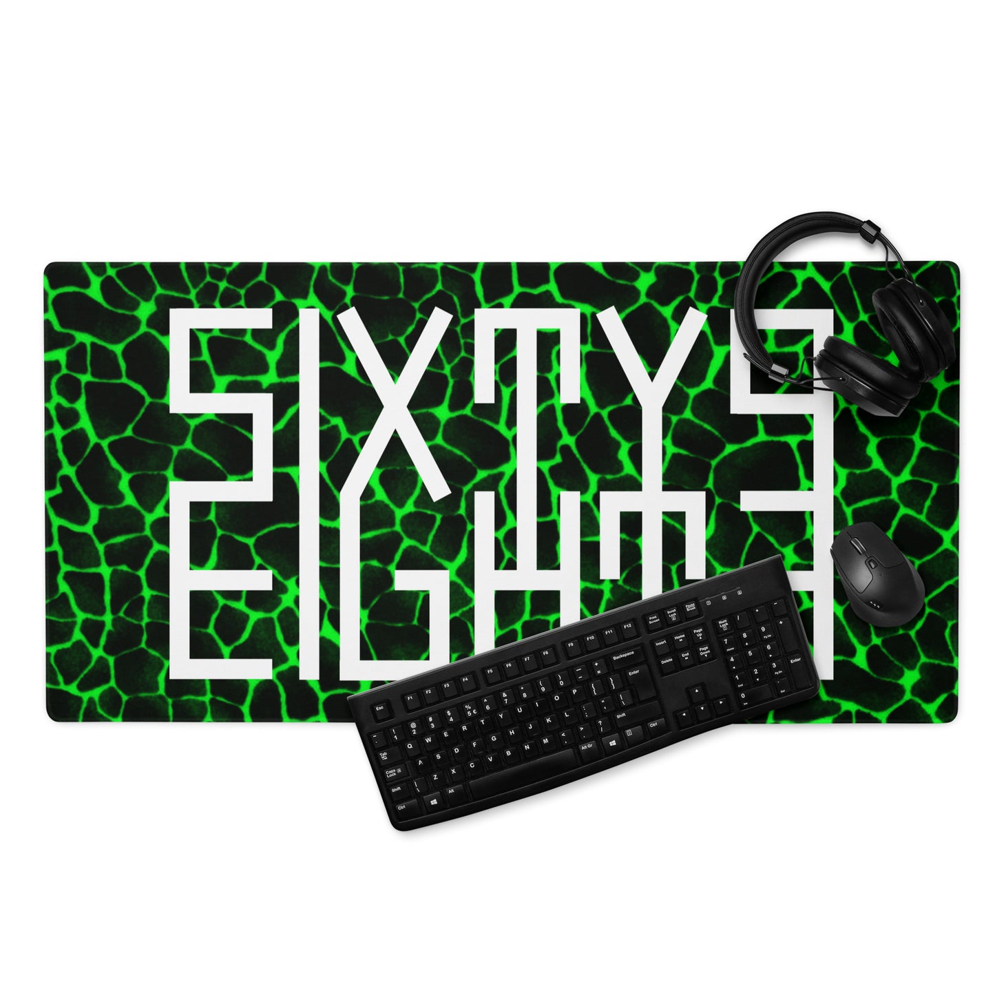 Sixty Eight 93 Logo White Boa Lime Green Gaming Mouse Pad