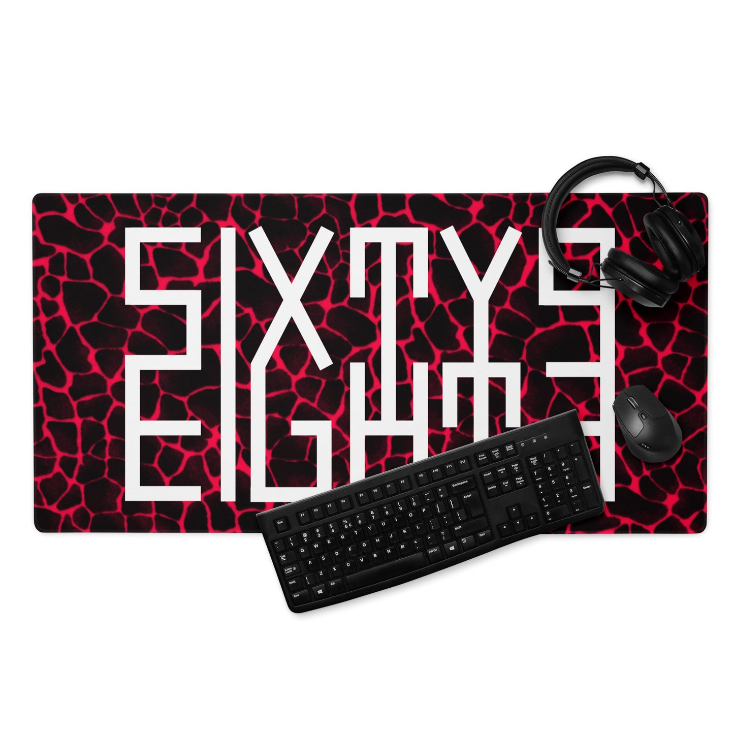 Sixty Eight 93 Logo White Boa Red & Black Gaming Mouse Pad