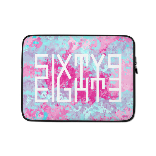 Sixty Eight 93 Logo White Blue Raspberry Laptop Sleeve