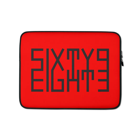Sixty Eight 93 Logo Black Red Laptop Sleeve
