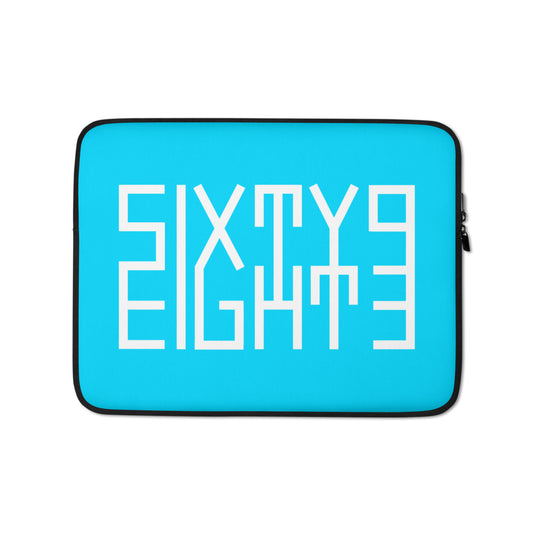 Sixty Eight 93 Logo White Aqua Blue Laptop Sleeve
