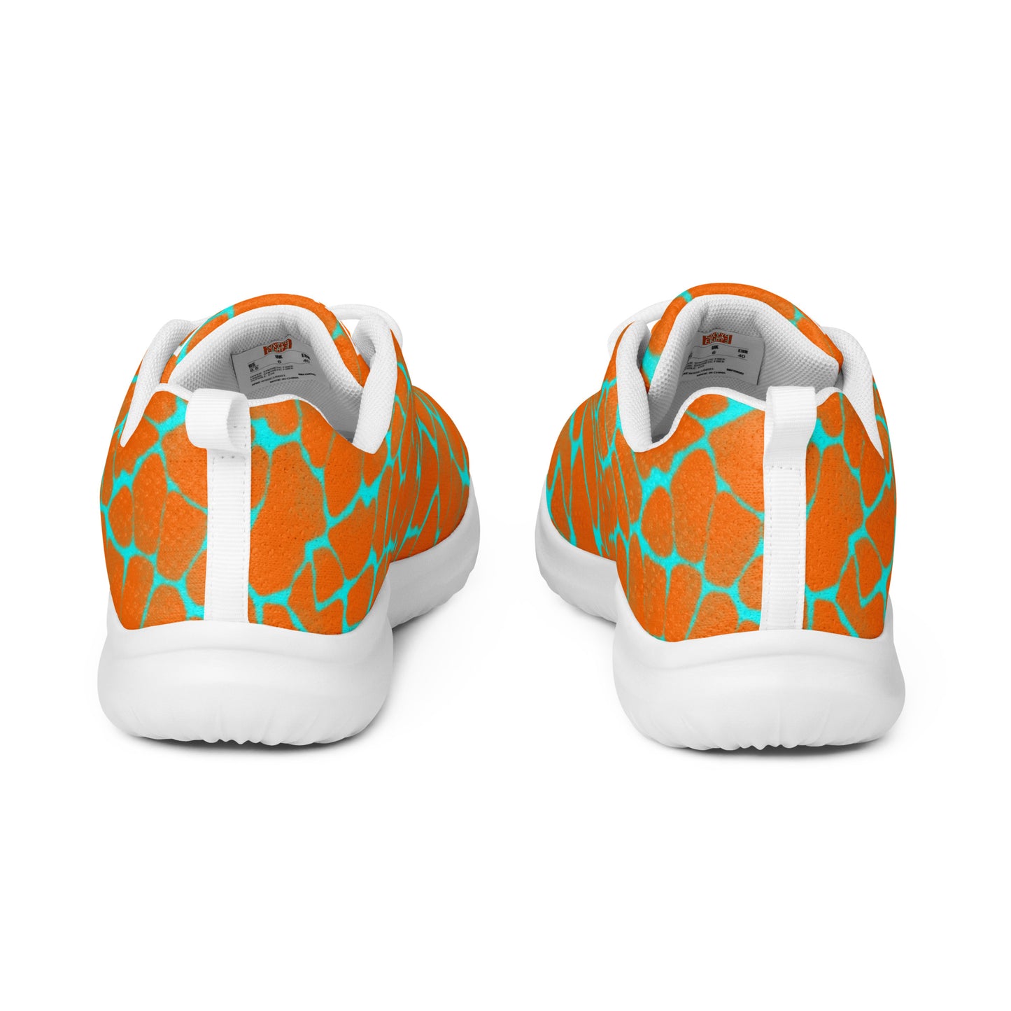 Sixty Eight 93 Logo White Boa Orange & Aqua Blue Men’s Athletic Shoes