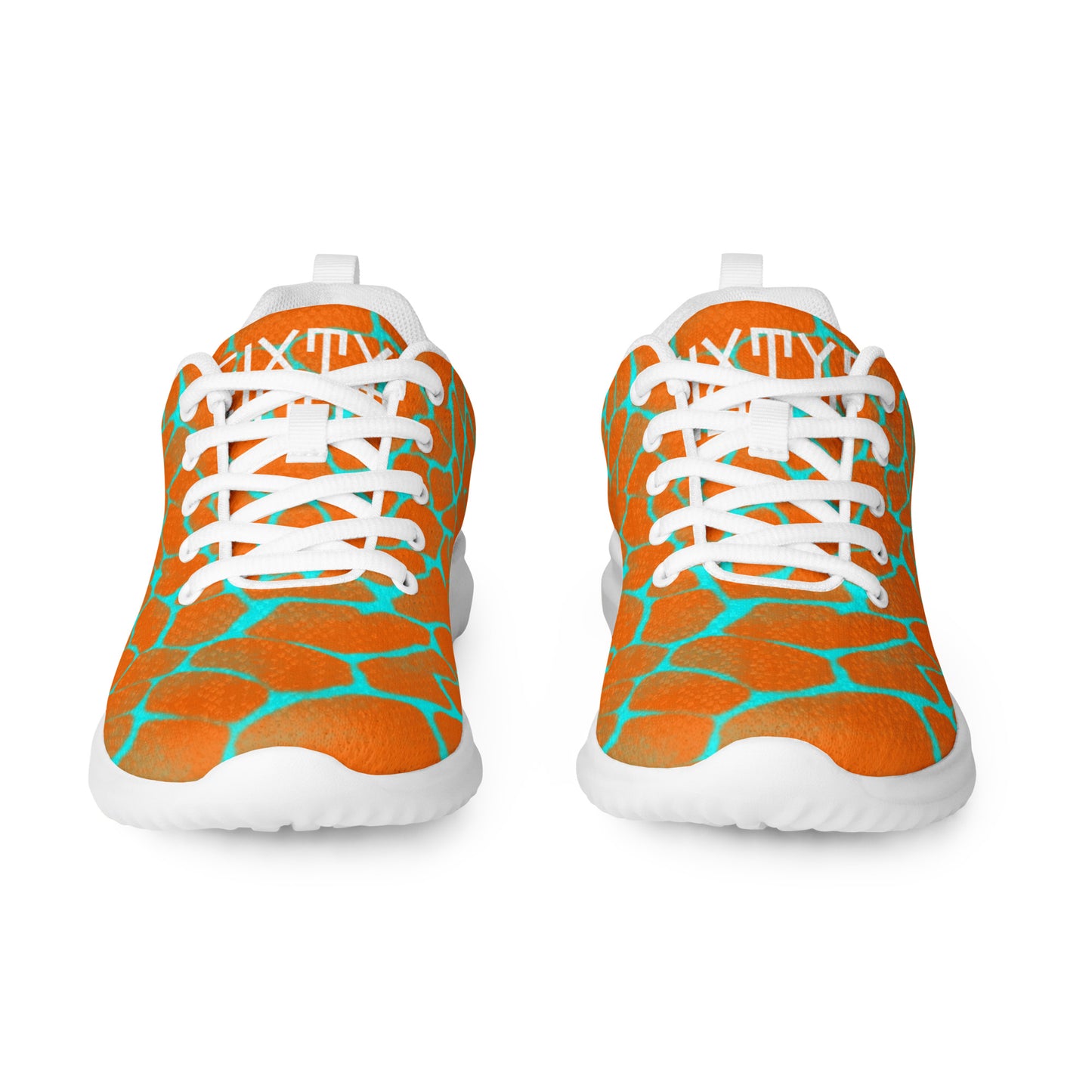 Sixty Eight 93 Logo White Boa Orange & Aqua Blue Men’s Athletic Shoes