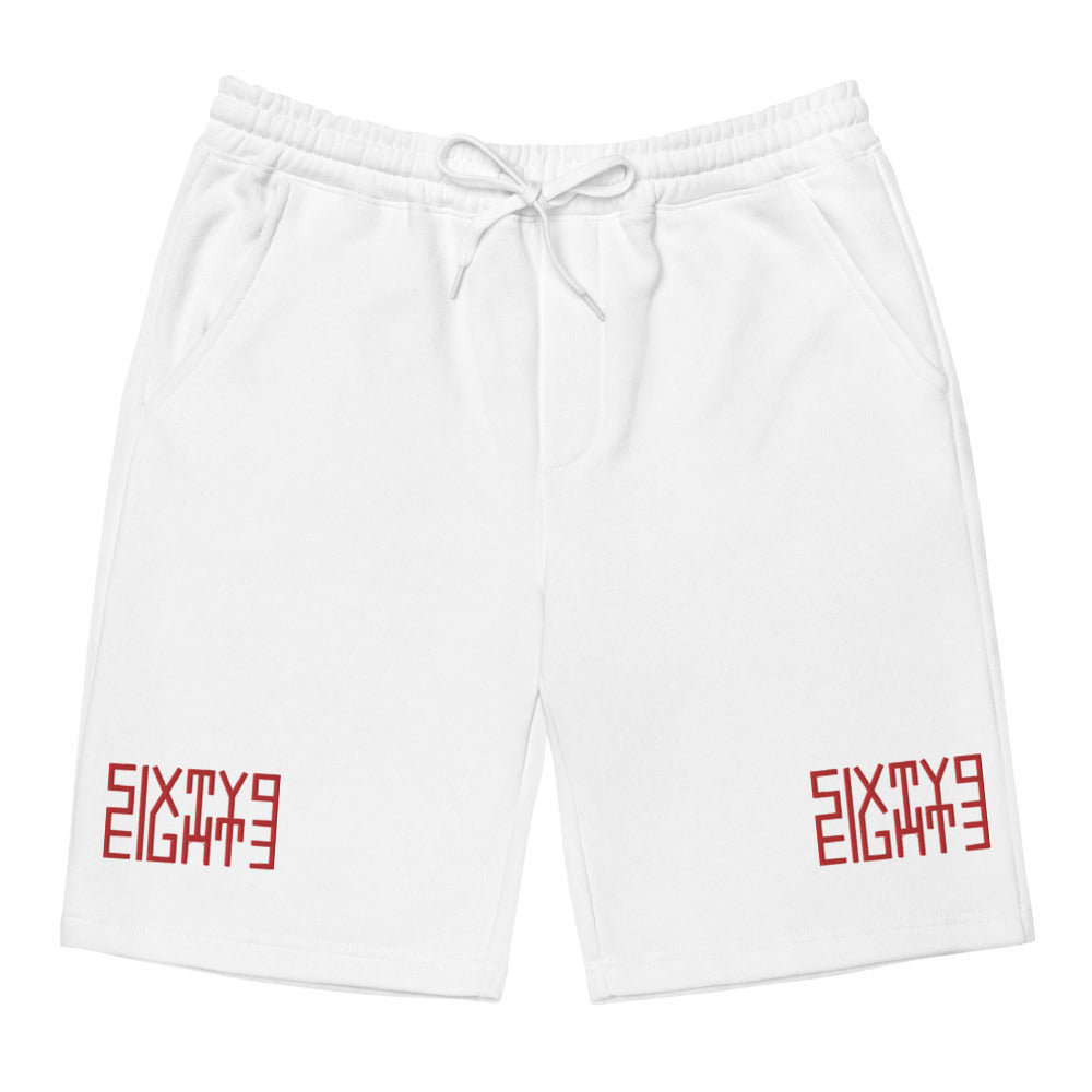 Sixty Eight 93 Logo Red Embroidered Men's Shorts