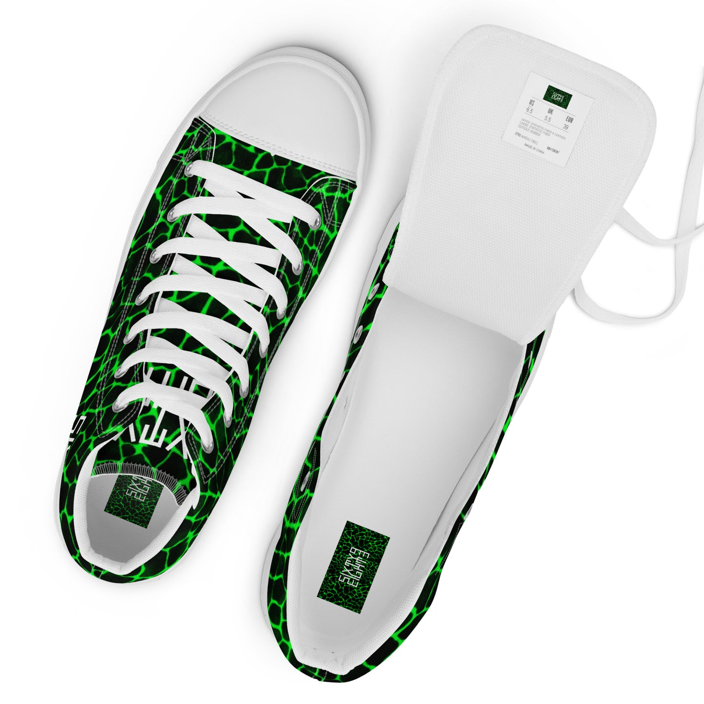 Sixty Eight 93 Logo White Boa Black Lime Men's High Top Shoes