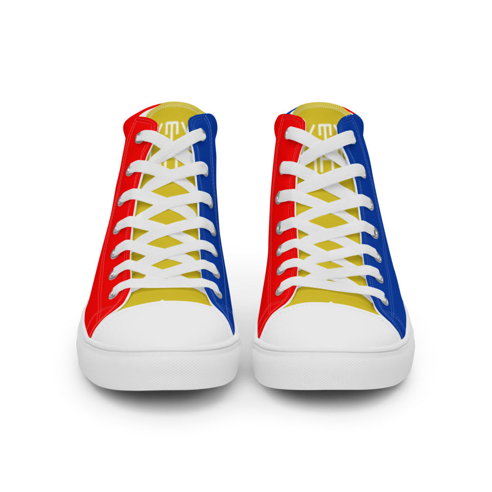 Sixty Eight 93 Logo White Blue Gold Red Men's High Top Shoes