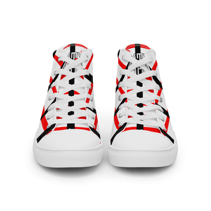 Sixty Eight 93 Logo White & Black BRW Pattern Men's High Top Shoes