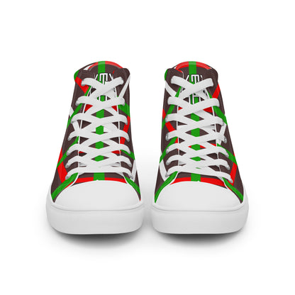 Sixty Eight 93 Logo White & Black BRWG Pattern Men's High Top Shoes