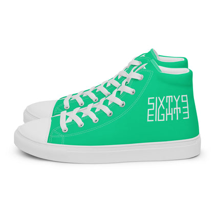 Sixty Eight 93 Logo White Sea Green Men's High Top Shoes