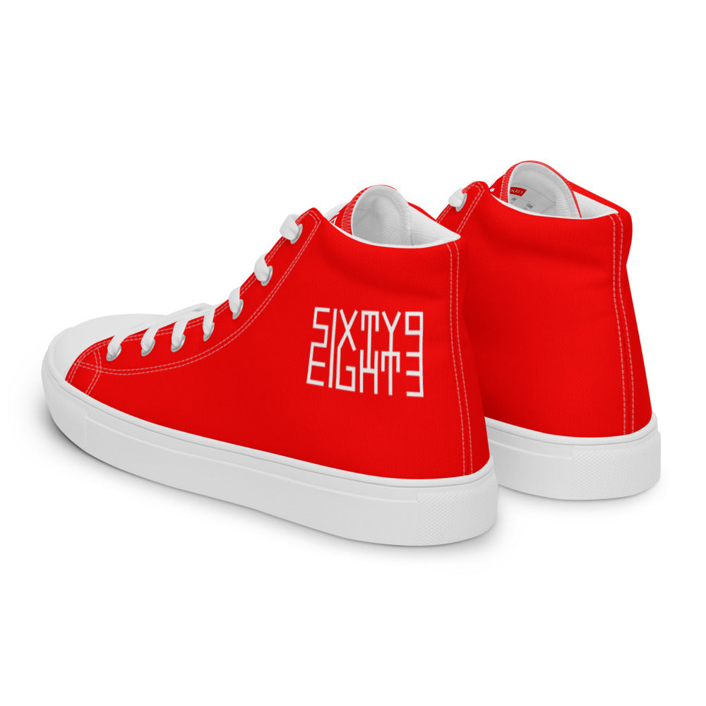 Sixty Eight 93 Logo White Red Men's High Top Shoes