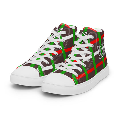Sixty Eight 93 Logo White & Black BRWG Pattern Men's High Top Shoes