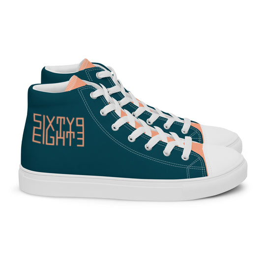 Sixty Eight 93 Logo Dark Teal Peach Men's High Top Shoes