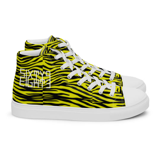 Sixty Eight 93 Logo White Zebra Black Lemonade Men's High Top Shoes