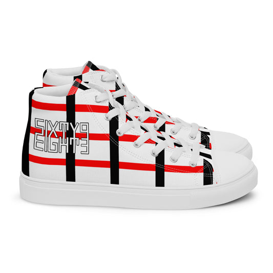 Sixty Eight 93 Logo White & Black BRW Pattern Men's High Top Shoes