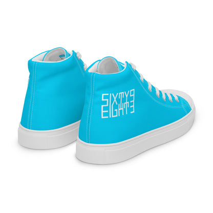 Sixty Eight 93 Logo White Aqua Blue Men's High Top Shoes