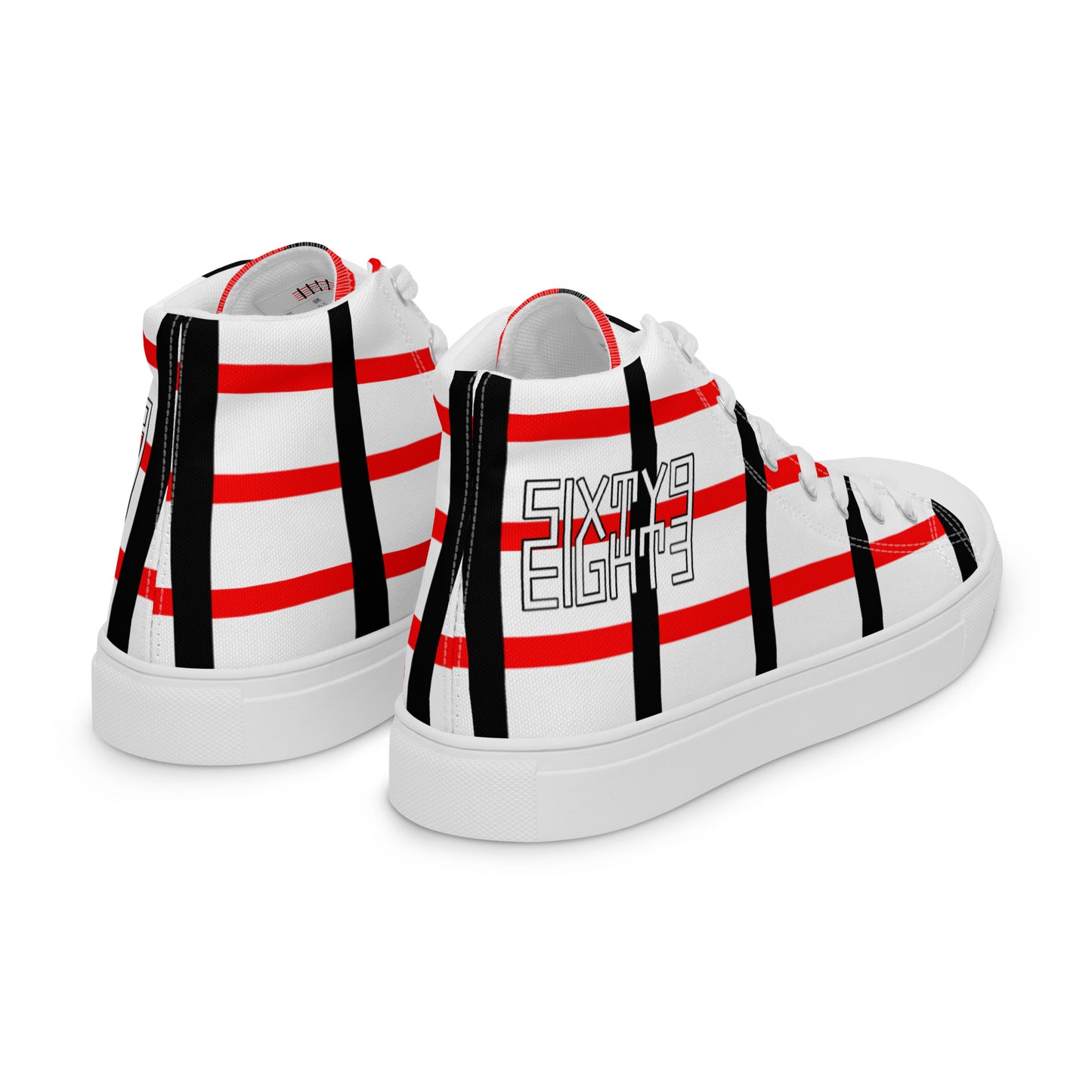 Sixty Eight 93 Logo White & Black BRW Pattern Men's High Top Shoes