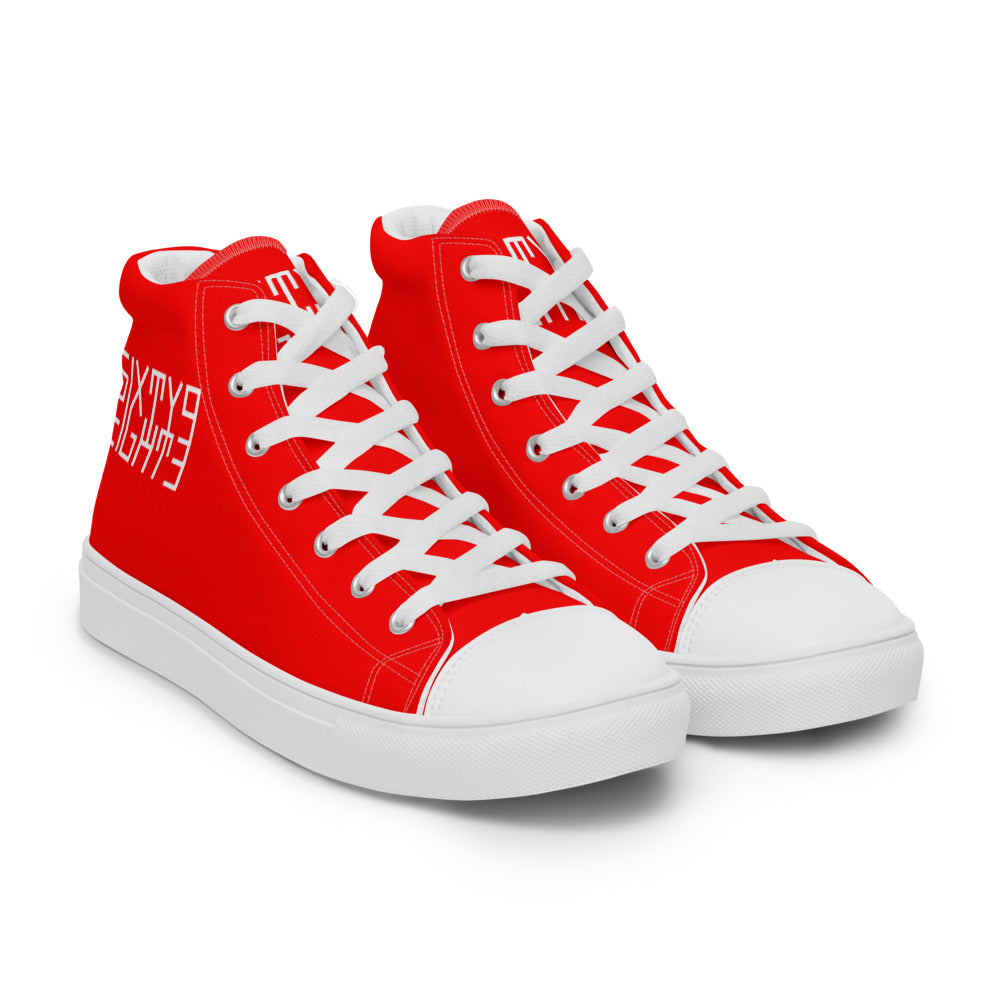 Sixty Eight 93 Logo White Red Men's High Top Shoes