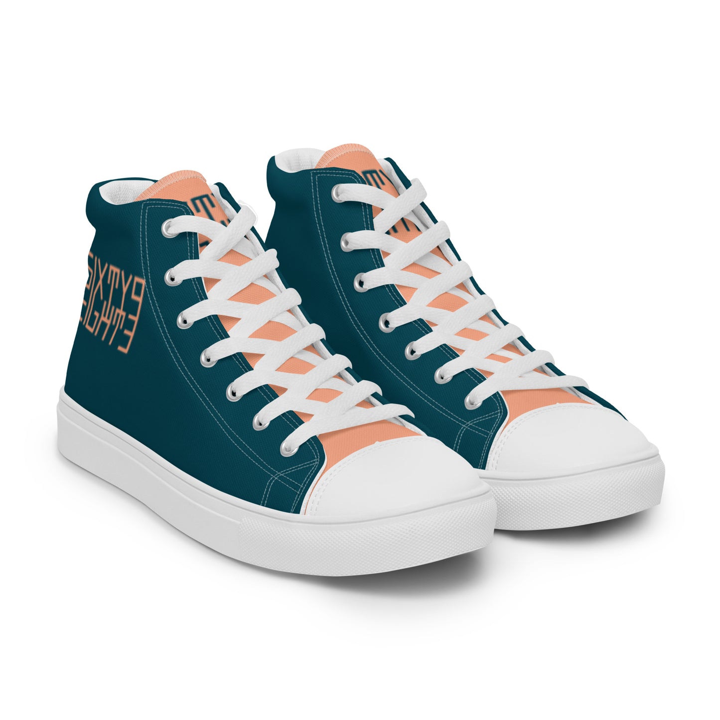 Sixty Eight 93 Logo Dark Teal Peach Men's High Top Shoes