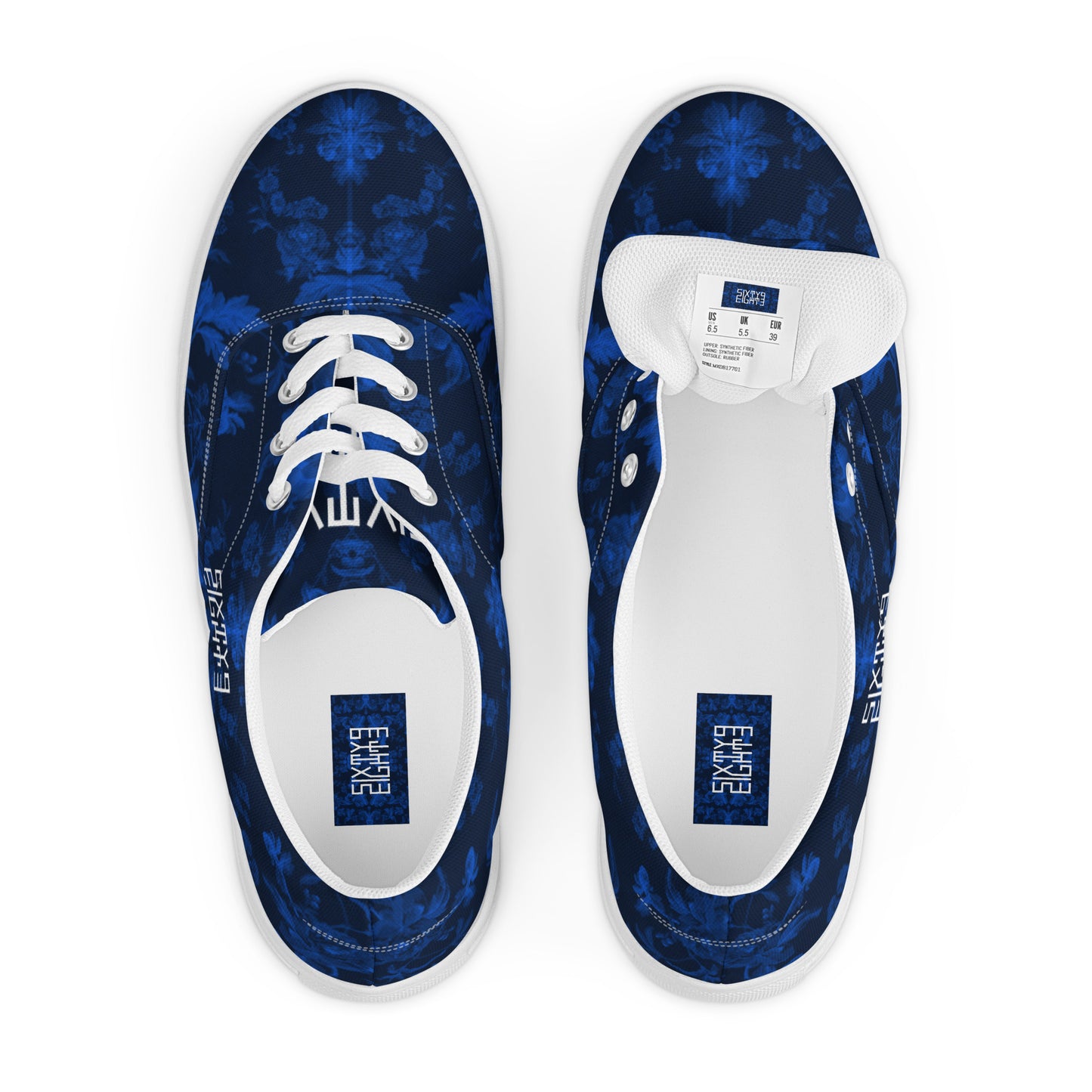 Sixty Eight 93 Logo White Floral Blue & Black Men's Low Top Shoes
