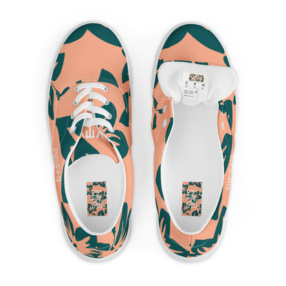 Sixty Eight 93 Logo White Hibiscus Dark Teal Peach Men's Low Top Shoes