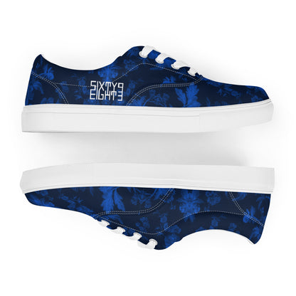 Sixty Eight 93 Logo White Floral Blue & Black Men's Low Top Shoes