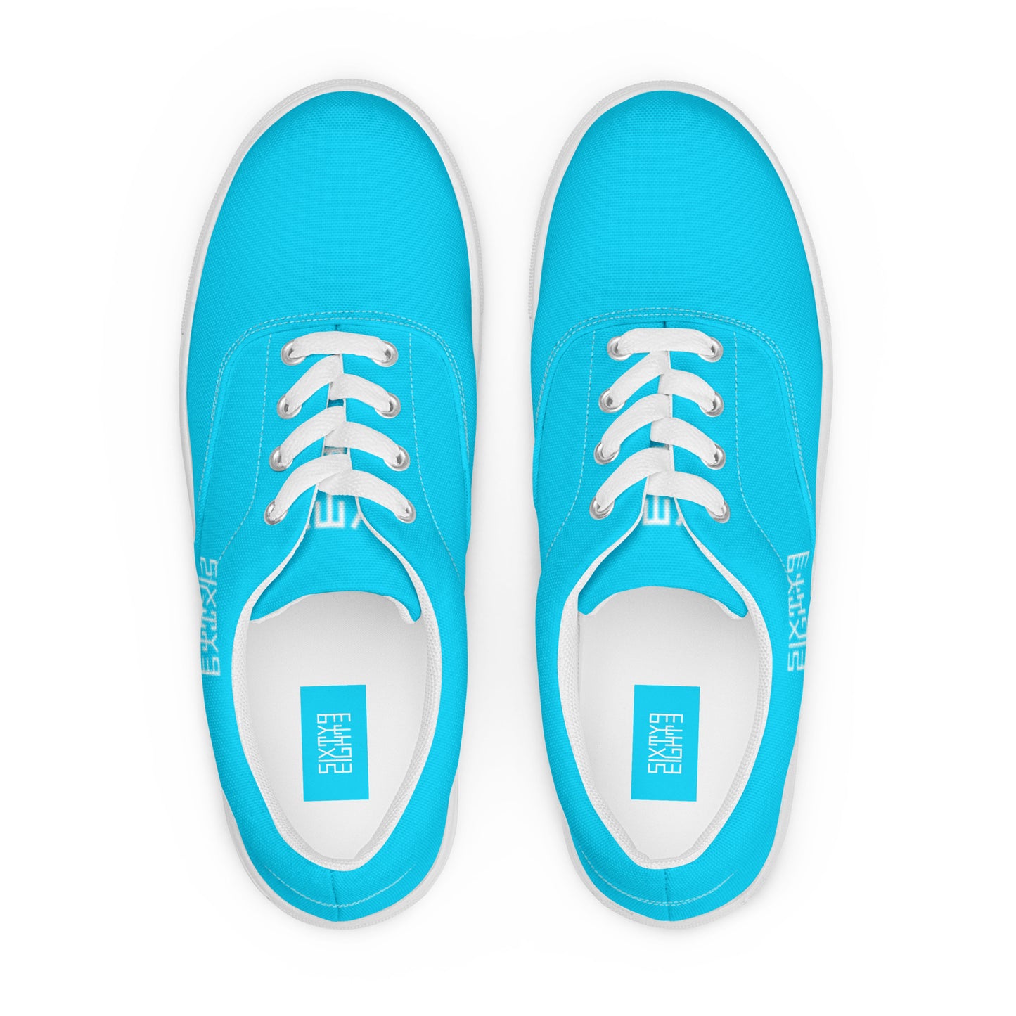 Sixty Eight 93 Logo White & Aqua Blue Men's Low Top Shoes