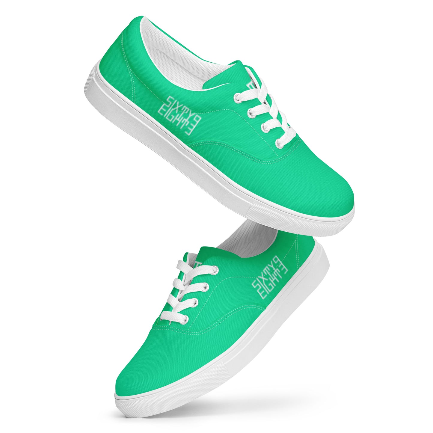 Sixty Eight 93 Logo White & Sea Green Men's Low Top Shoes