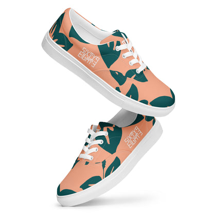Sixty Eight 93 Logo White Hibiscus Dark Teal Peach Men's Low Top Shoes