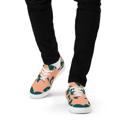 Sixty Eight 93 Logo White Hibiscus Dark Teal Peach Men's Low Top Shoes