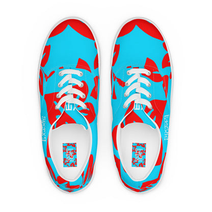 Sixty Eight 93 Logo White Hibiscus Red & Aqua Blue Men's Low Top Shoes
