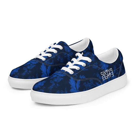 Sixty Eight 93 Logo White Floral Blue & Black Men's Low Top Shoes