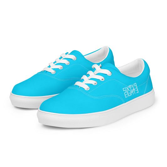 Sixty Eight 93 Logo White & Aqua Blue Men's Low Top Shoes