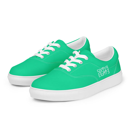 Sixty Eight 93 Logo White & Sea Green Men's Low Top Shoes