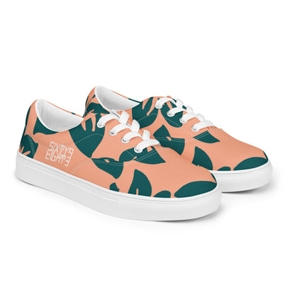 Sixty Eight 93 Logo White Hibiscus Dark Teal Peach Men's Low Top Shoes