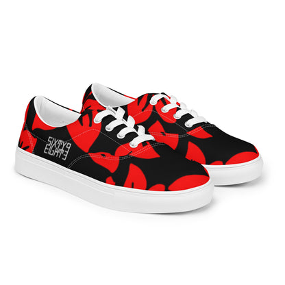 Sixty Eight 93 Logo White Hibiscus Red & Black Men's Low Top Shoes