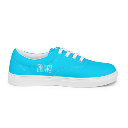 Sixty Eight 93 Logo White & Aqua Blue Men's Low Top Shoes