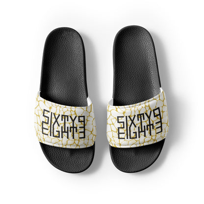 Sixty Eight 93 Logo Black Boa White Gold Men’s Slides