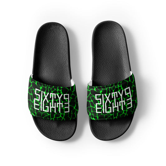 Sixty Eight 93 Logo White Boa Black Lime Men's Slides