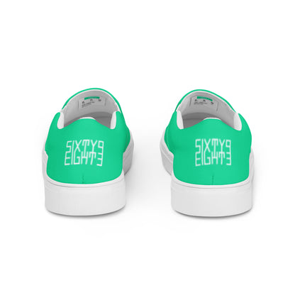 Sixty Eight 93 Logo White & Sea Green Men's Slip On Shoes