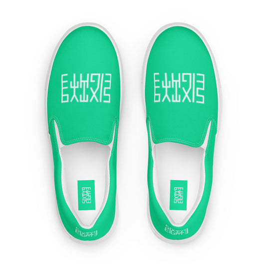 Sixty Eight 93 Logo White & Sea Green Men's Slip On Shoes