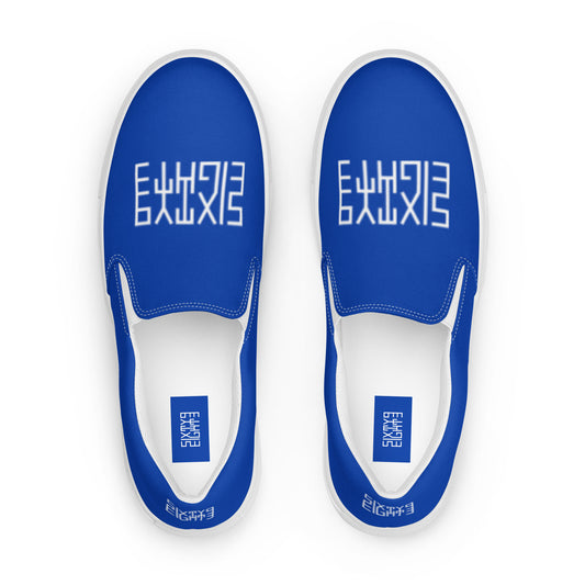 Sixty Eight 93 Logo White & Blue Men's Slip On Shoes