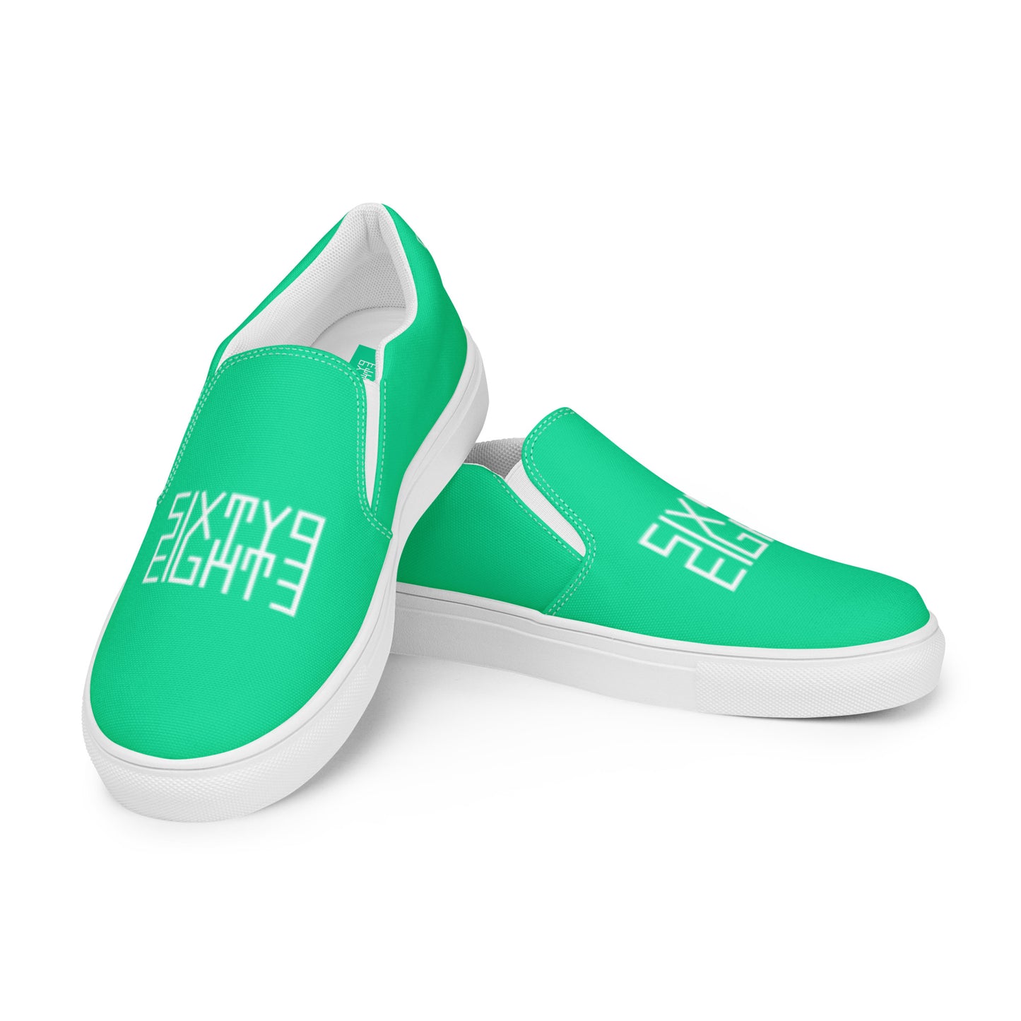 Sixty Eight 93 Logo White & Sea Green Men's Slip On Shoes