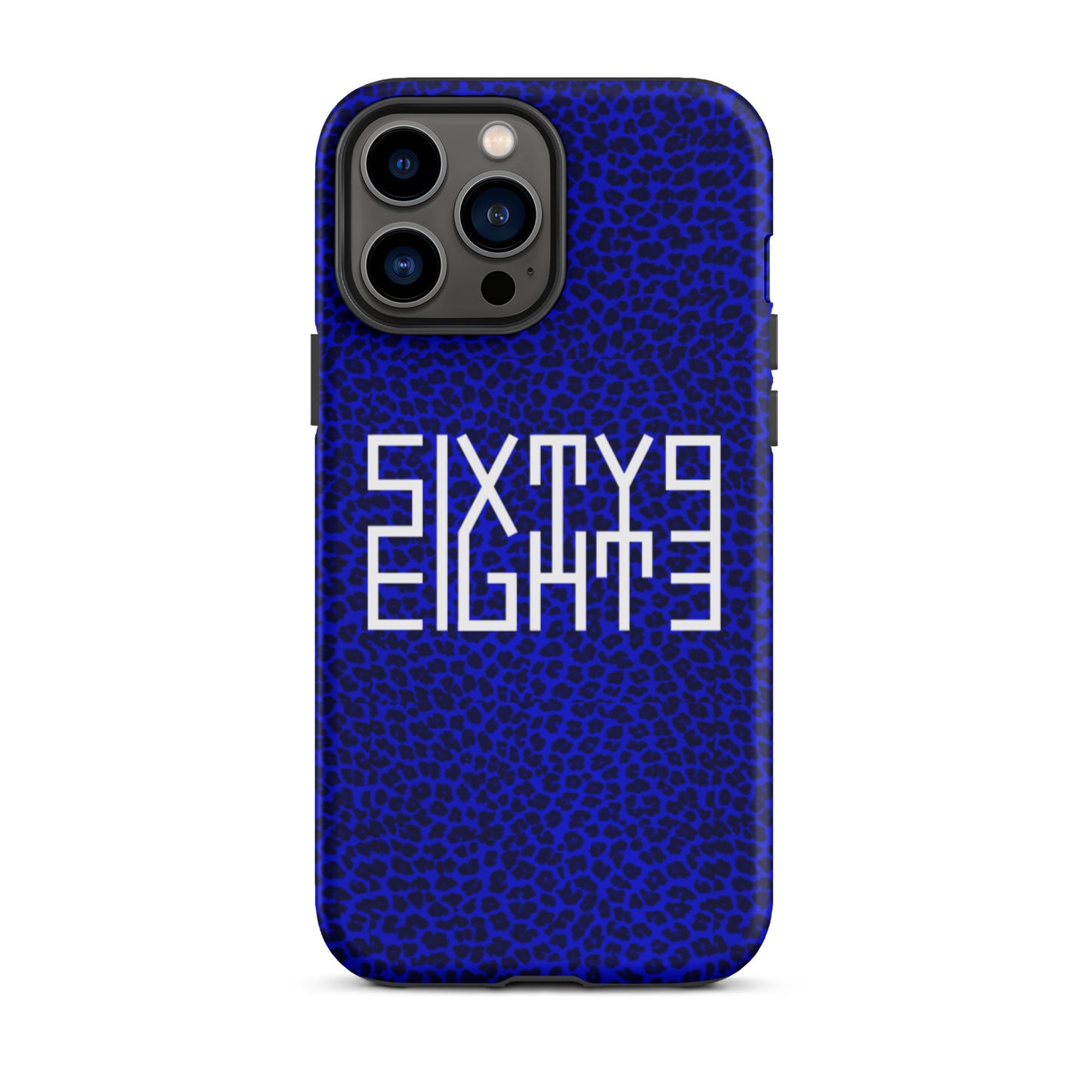 Sixty Eight 93 Logo White Cheetah Blue Tough iPhone Case