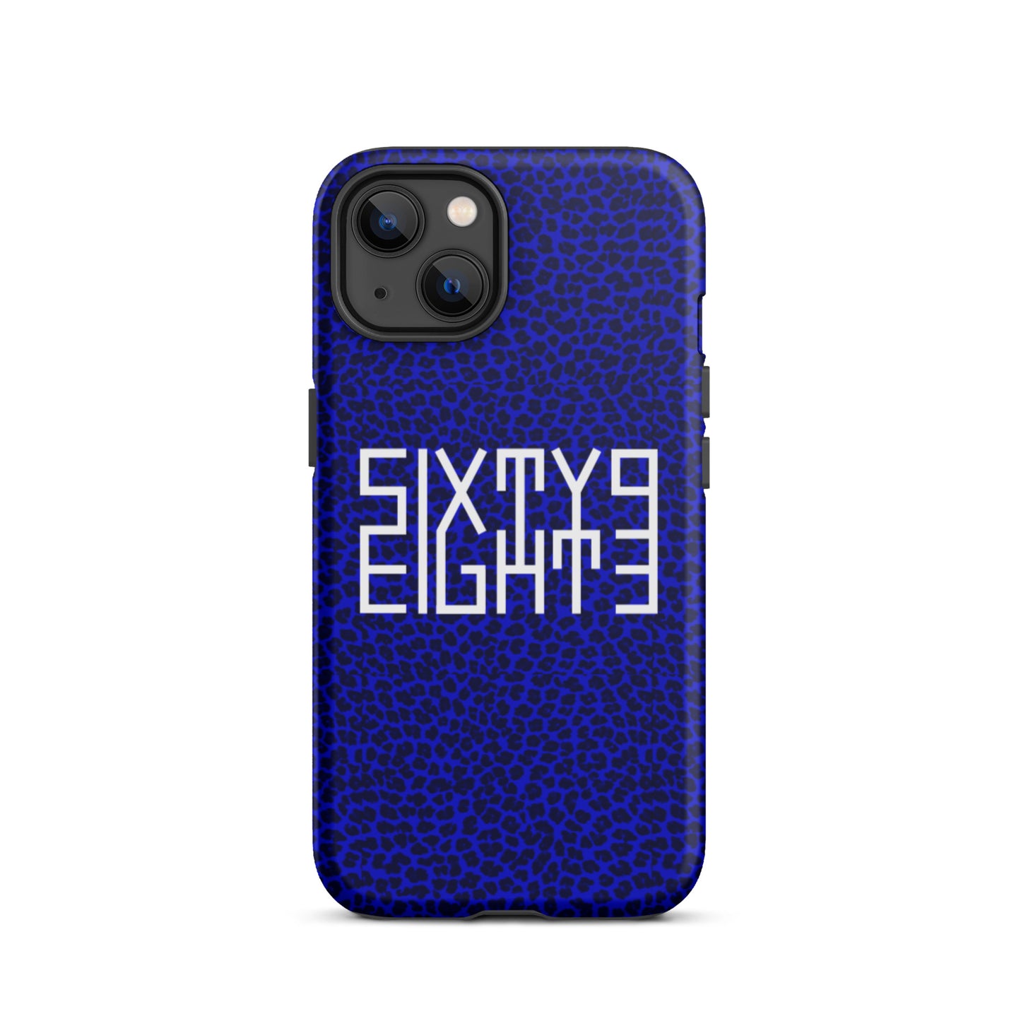 Sixty Eight 93 Logo White Cheetah Blue Tough iPhone Case